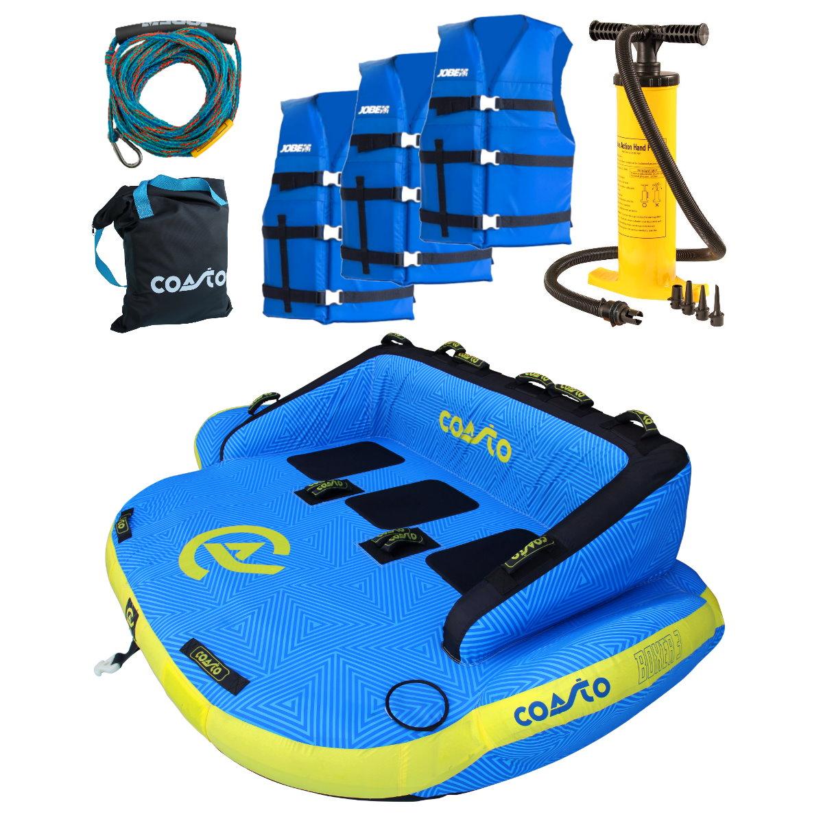 COASTO BOXER 3 Personen Towable Boot Tube inkl. Funtube Leine Pumpe & Westen