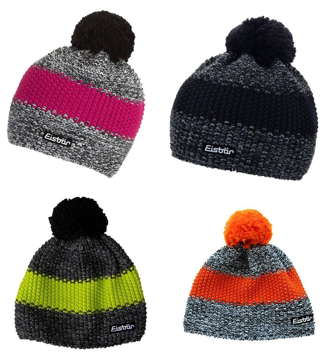Eisbär Mütze Styler Pompon Mütze mit Bommel gefüttert Beanie - Farbe: grau/schwarz