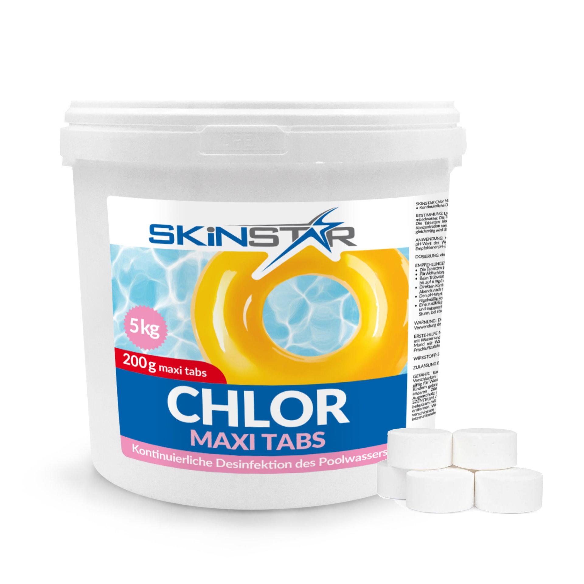 Chlortabletten Maxi Tabs Pool 1-10 kg Langsamlöslich Chlor Pflege für Schwimmbad - Menge: 5 Kg (EUR 8,60/Kg)