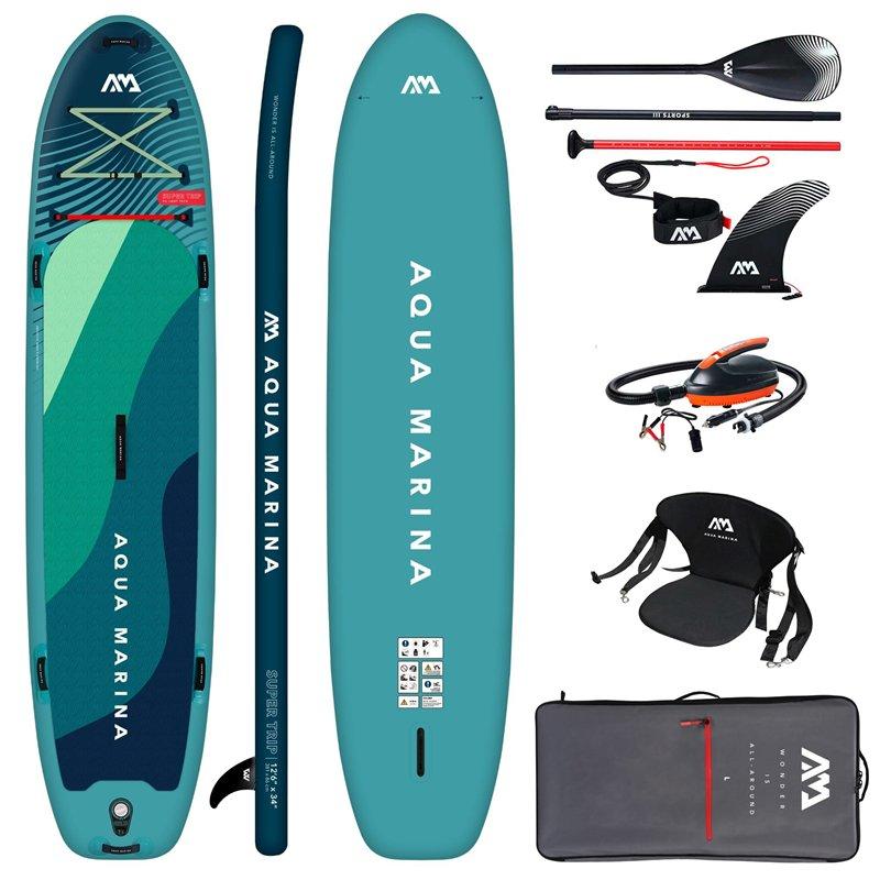 Aqua Marina Super Trip 12'6'' 381x86cm SUP Board Set E-Pumpe Sitz Leash