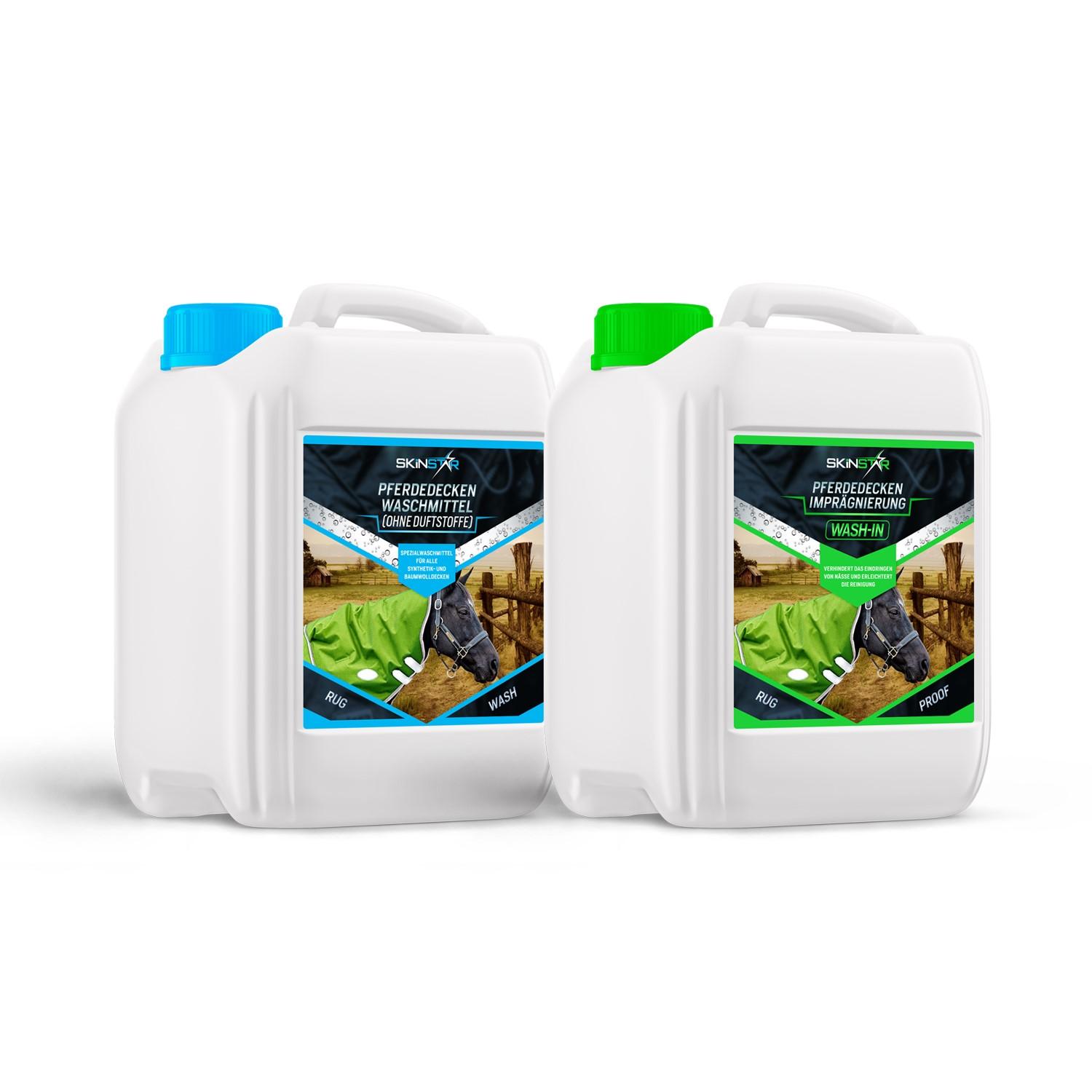 SkinStar Pferdedecken-Waschmittel o. Duftstoffe + Wash-In Imprägnierung je 2,5L
