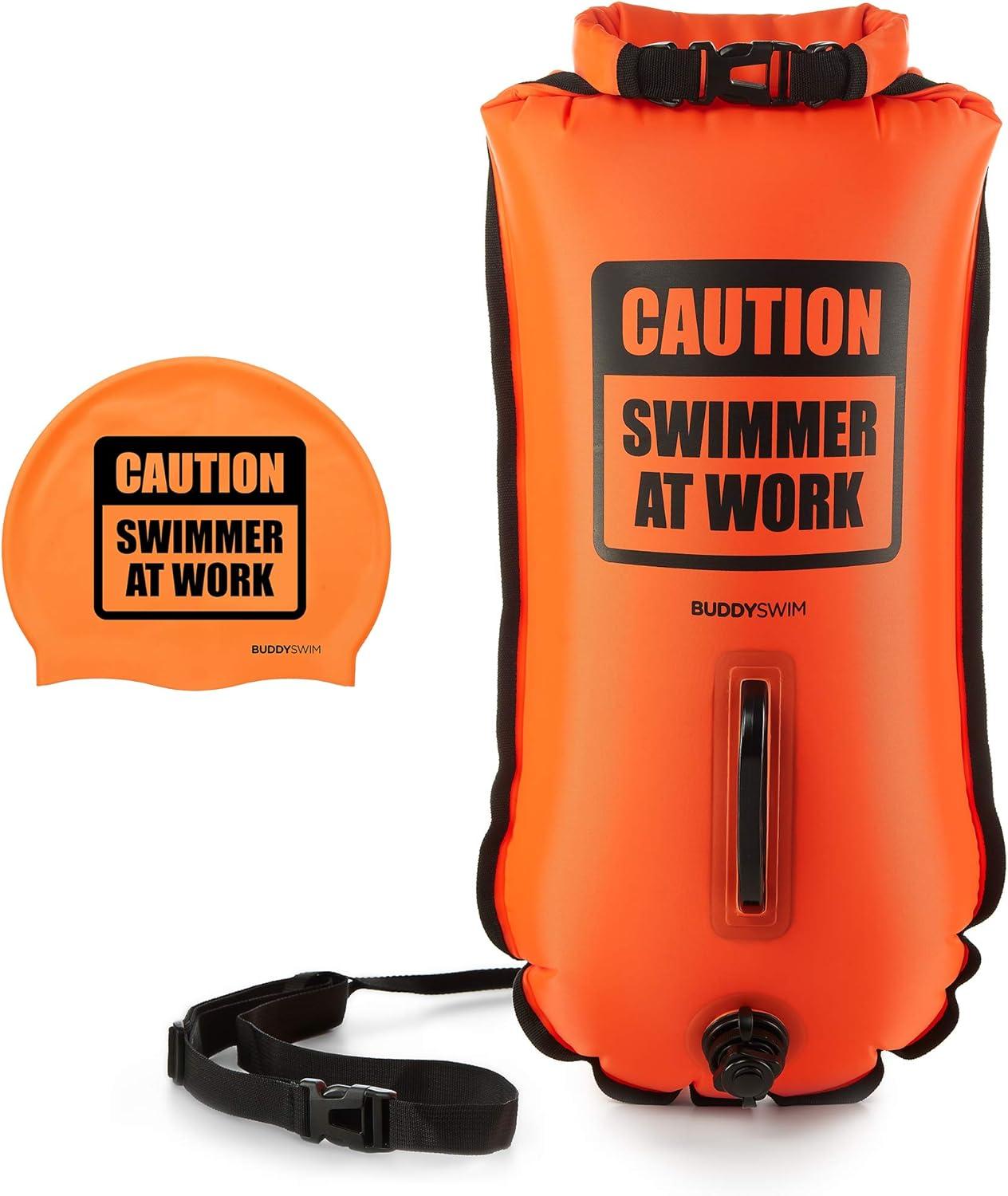 BuddyswimSchwimmboje Drybag 28 Liter Sicherheitsboje Boje Open Water Bademütze