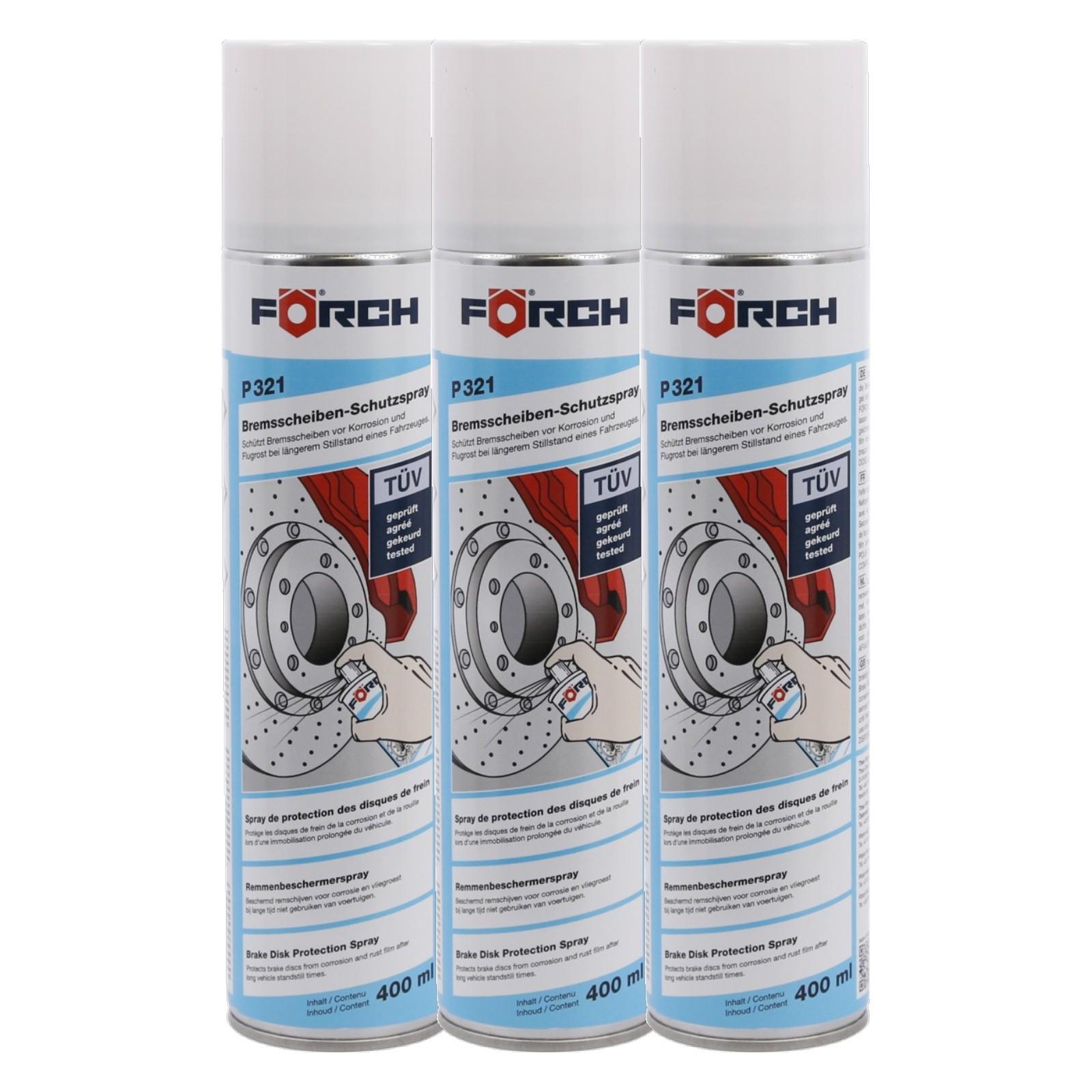 3x Förch P321 Bremsscheiben-Schutzspray 400ml Konservierung von Bremsscheiben