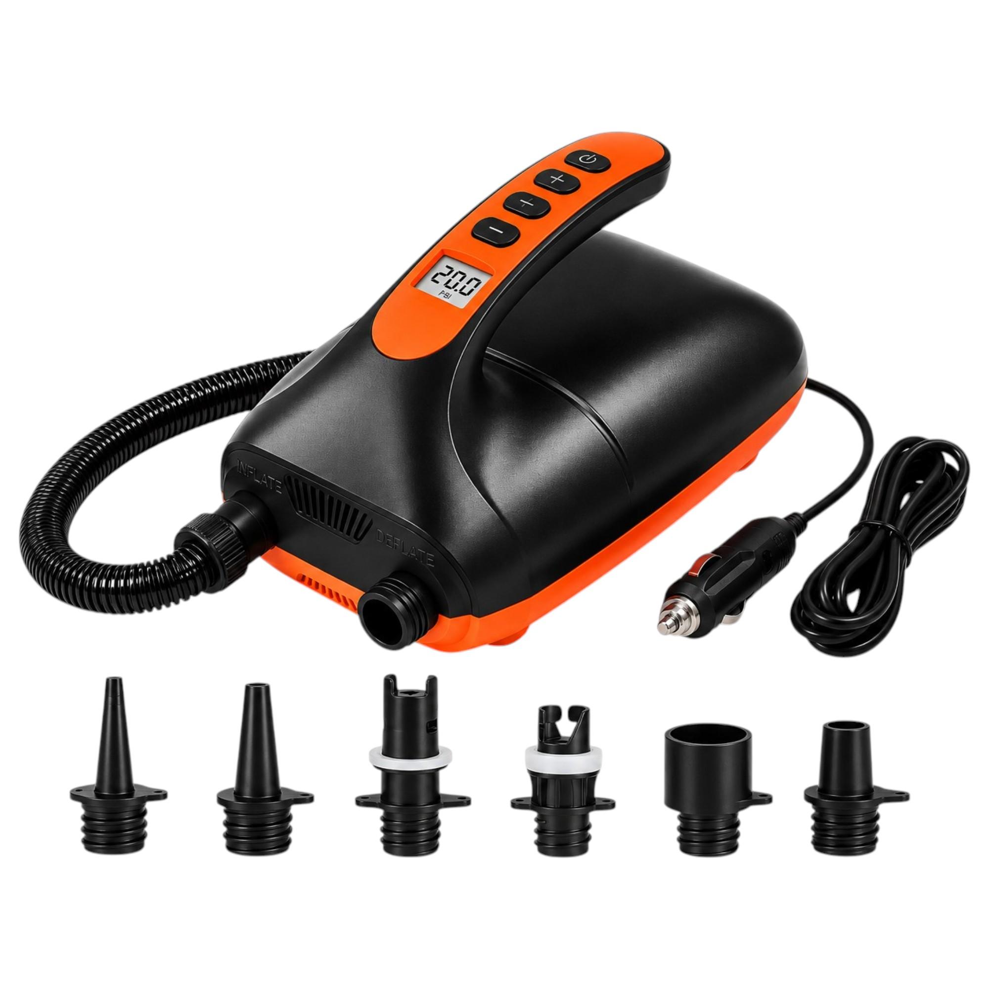SkinStar Elektrische SUP Pumpe 20 PSI Digitaldisplay Auto-Stopp 12V inkl. 6 Adapter