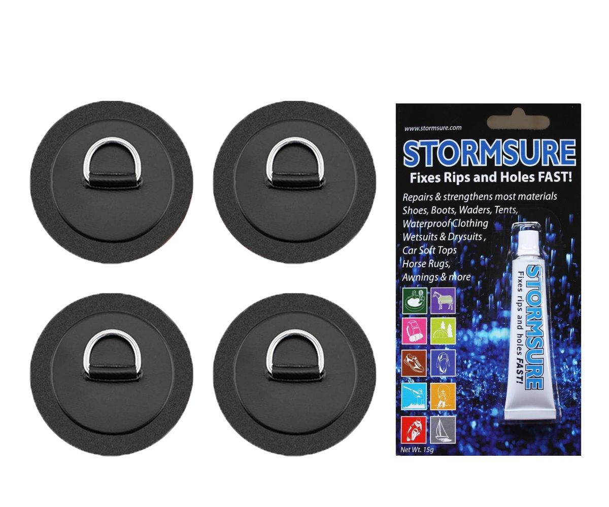 BRUNELLI D-RING PAD Set SUP Board Kajaksitz Befestigung 4x Patch inkl 15g Kleber SUP Board