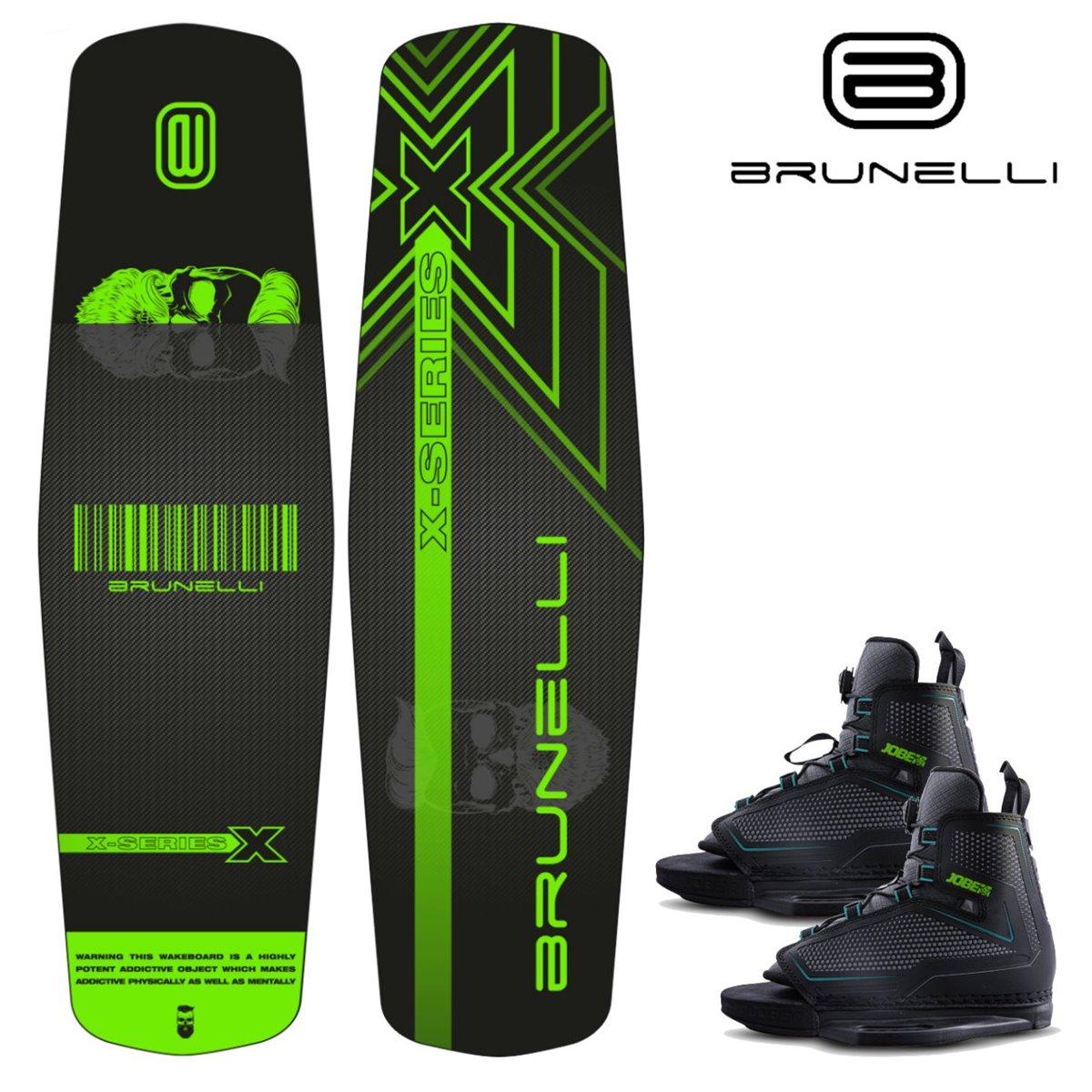 BRUNELLI Wood Flex Pro Cablepark Wakeboard SET 141cm Jobe Maze Bindung Grindbase Wake Board