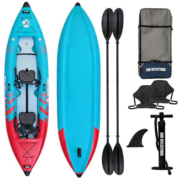 Kajak 2 Personen aufblasbar Drop-Stitch Kanu Set inkl. Paddel Sitze Pumpe 385cm180kg