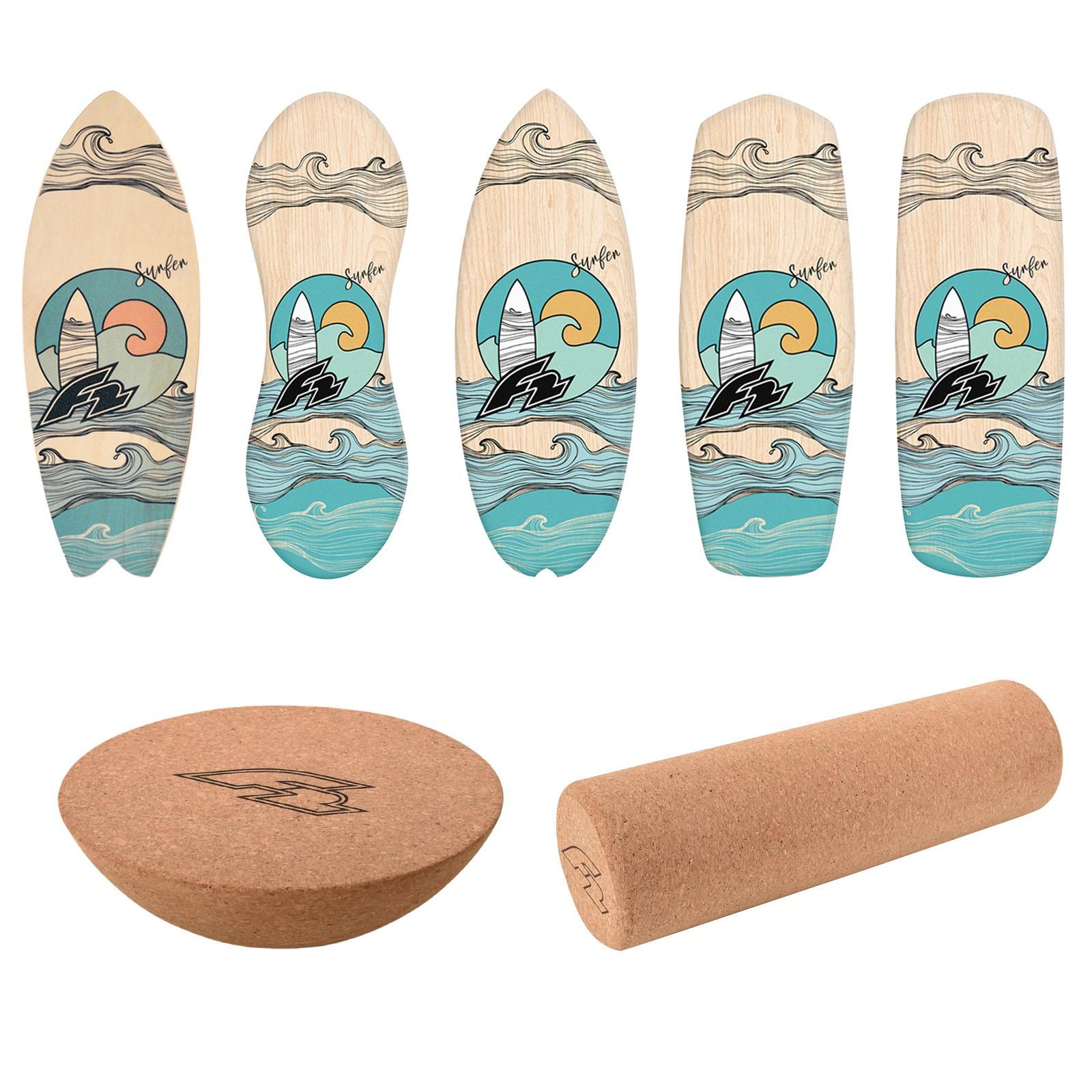 F2 Balance Board Komplettset Korkrolle Halbkugel Balanceboard Holz Rutschfest