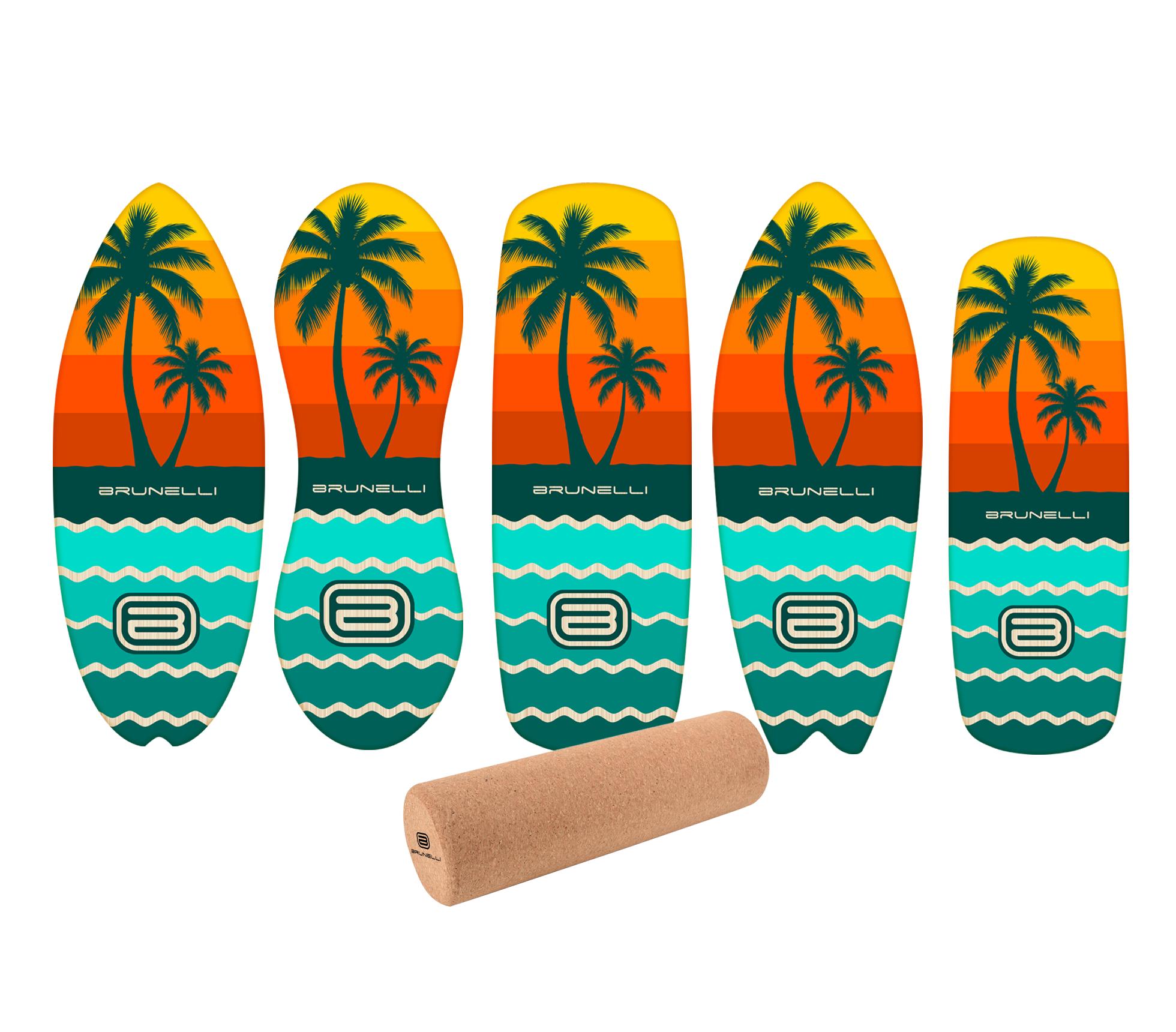 Brunelli Balance Board Set Holz Balanceboard & Korkrolle Gleichgewicht Training