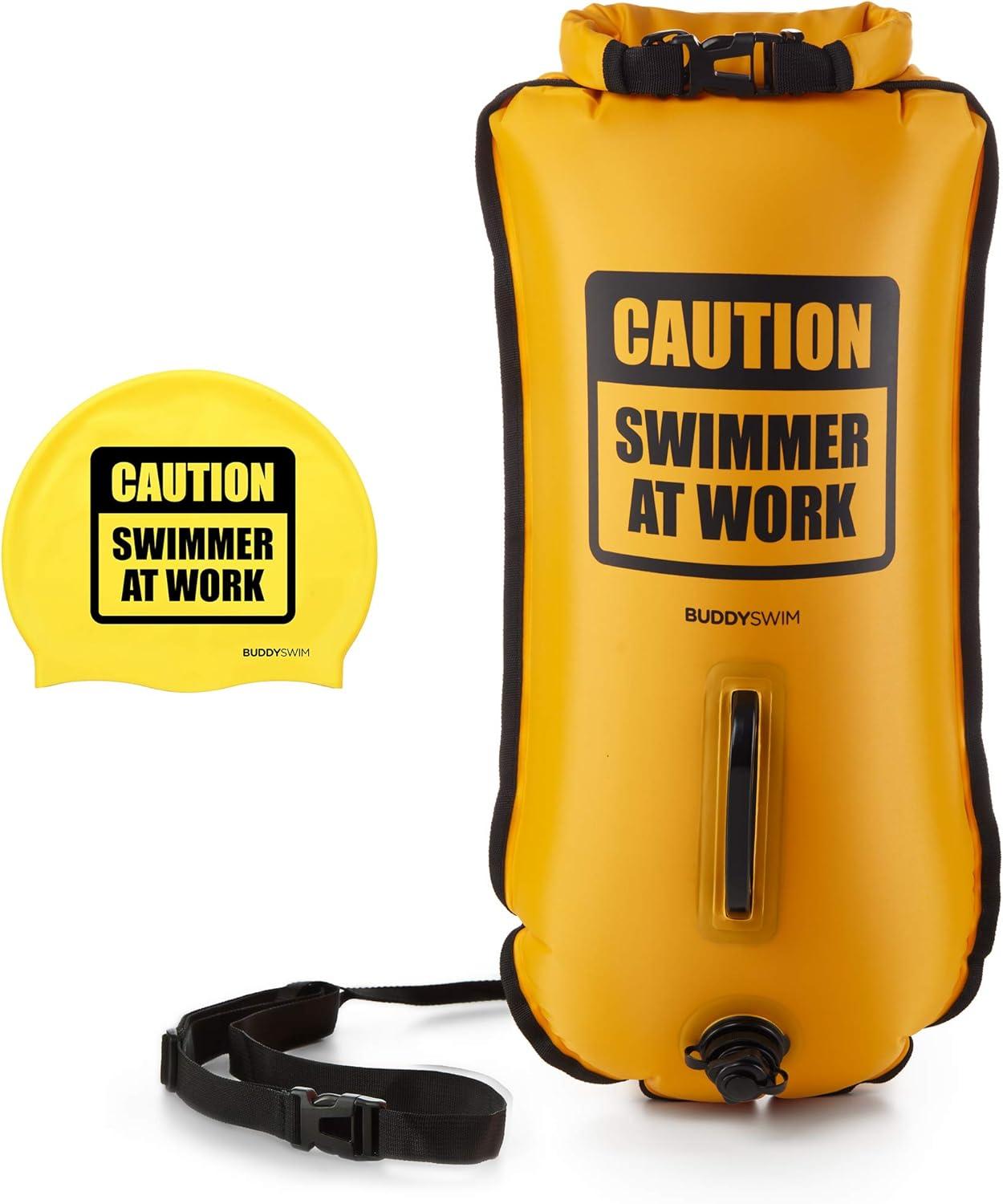 Buddyswim Schwimmboje Drybag 28 Liter Sicherheitsboje Boje Open Water Bademütze