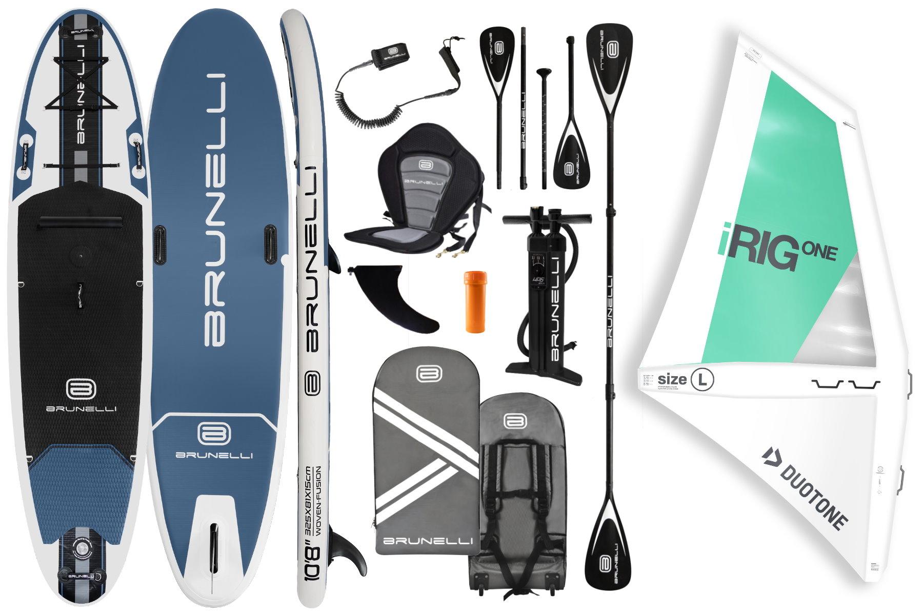 BRUNELLI 10.8 Windsurf iSUP Board aufblasbar Stand Up Paddle iRIG L Segel SET
