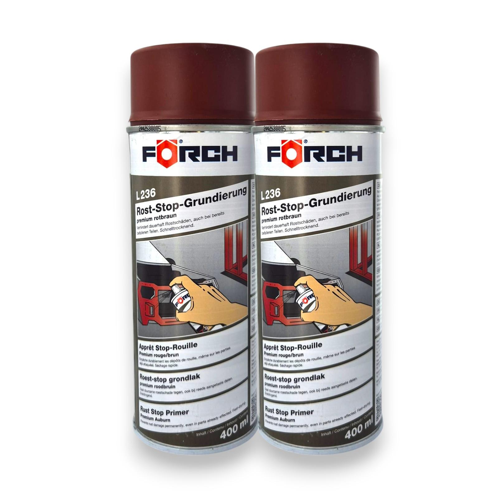 2x Förch Rost Stop Grundierung L236 Rostschutzspray Premium rotbraun 400ml