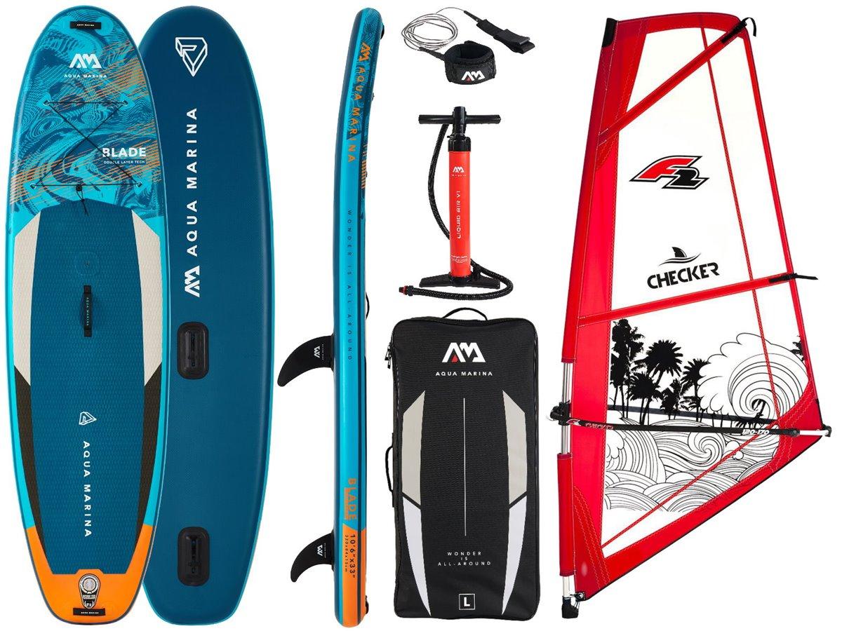 AQUA MARINA BLADE 10'6 Windsurf Board SUP mit Checker 4,5qm Segel Surf Rigg