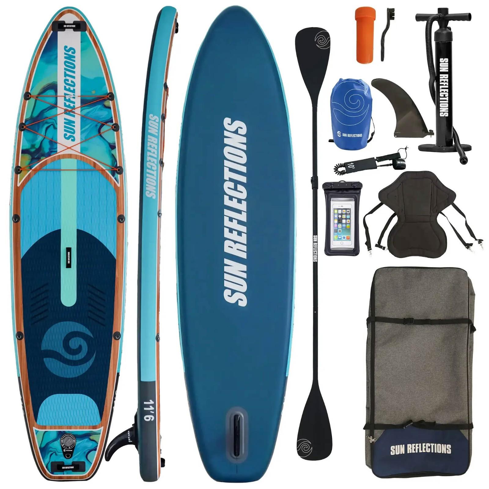 Sun Reflections 11'6 SUP Board Komplettset aufblasbar Kajak Sitz 350x86x15cm Paddle Board