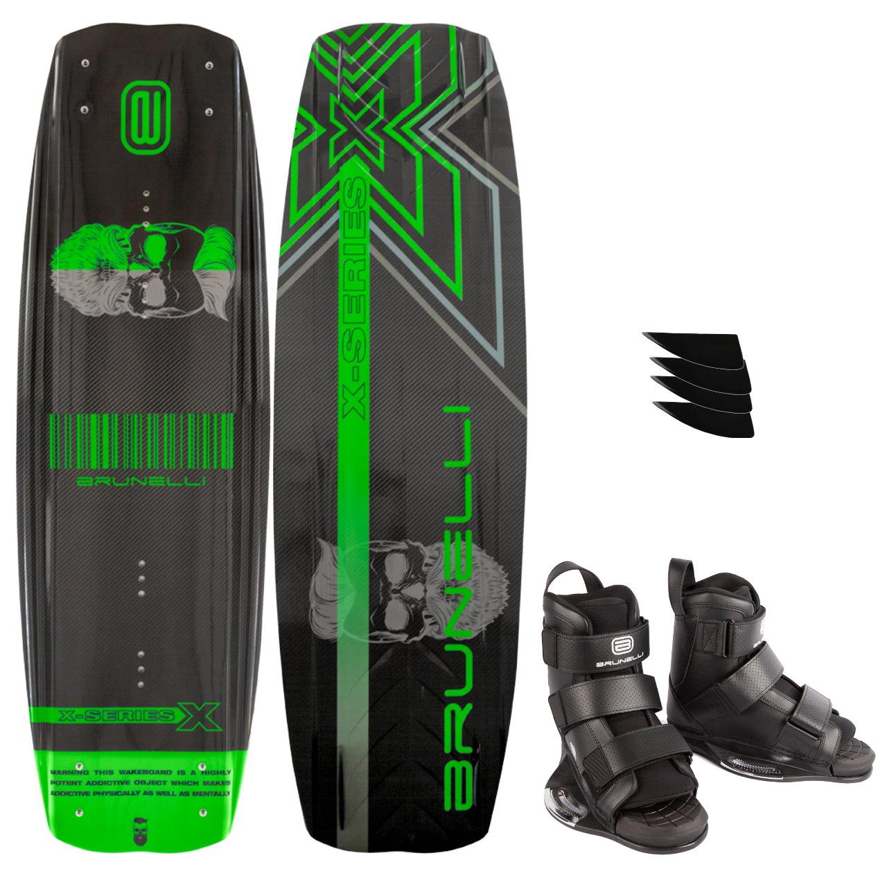 BRUNELLI CARBON Wakeboard SET 138 cm Wake Binding Wakeboardbindung Wake Board