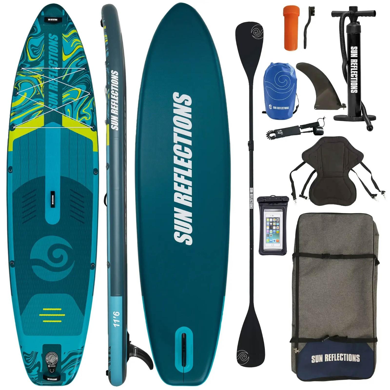 Sun Reflections 11'6 SUP Board Komplettset aufblasbar Kajak Sitz 350x86x15cm Stand Up Board