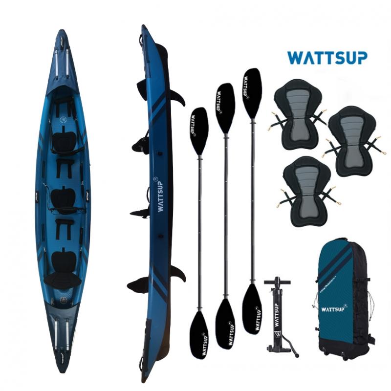 WattSUP TORPEDO 3 Personen Kajak SET aufblasbar DropStich Kanu Boot Kayak Paddel