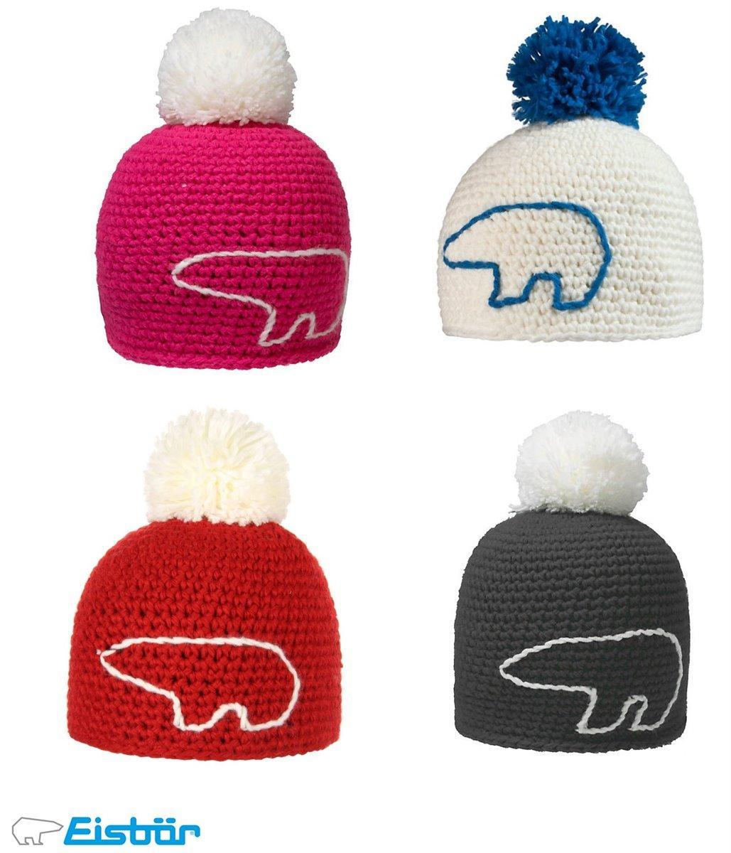 Eisbär Mütze Jay Pompon schwarz pink weiß mit Pommel - Farbe: weiß/blau