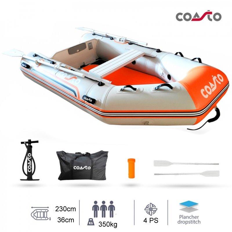 COASTO Schlauchboot mit Dropstitch Boden Dingi Beiboot Motorboot Ruderboot 230cm Shoe