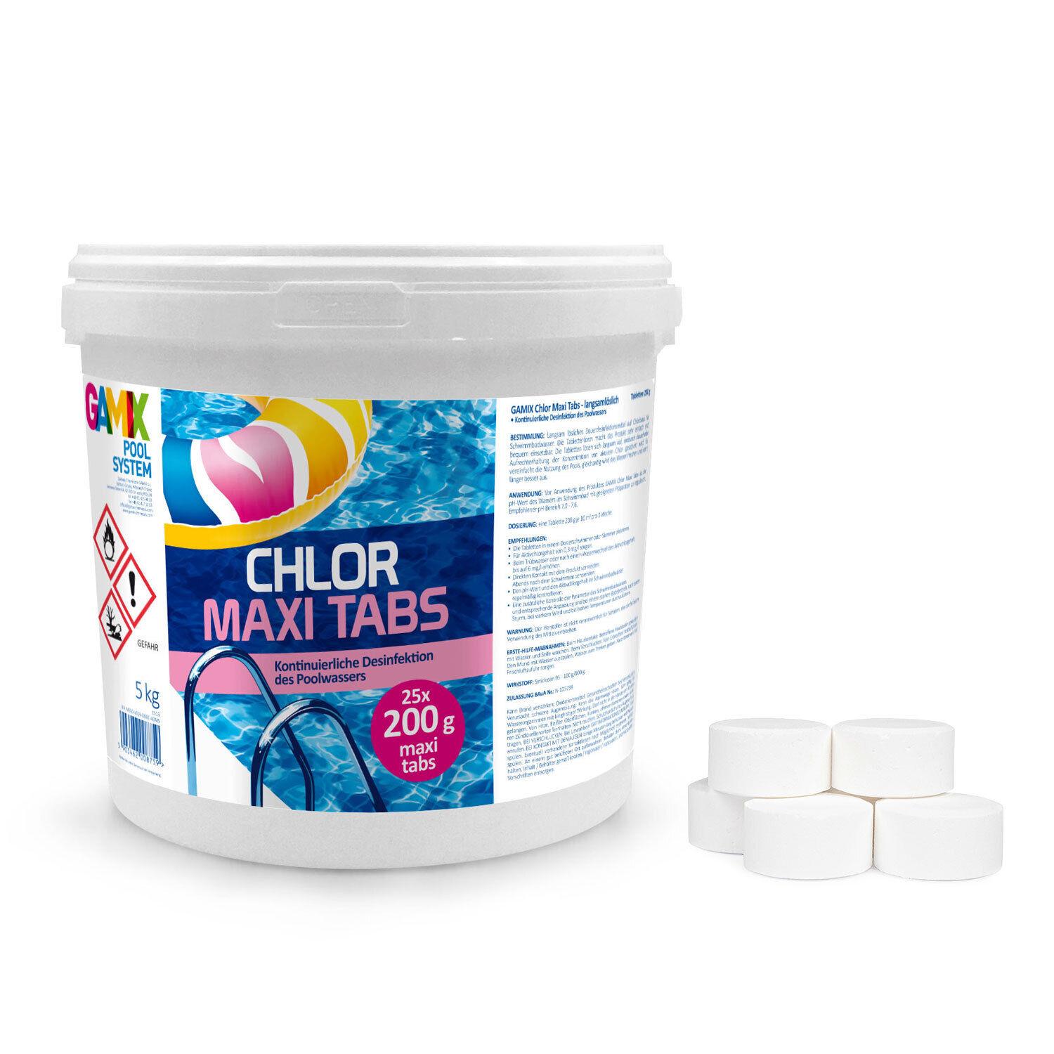 Chlortabletten für Pool 1-5 kg Langsamlöslich Tabs Pflege für Schwimmbad Chlor Chlorine Tabs - Menge: 5 Kg (EUR 8,60 / Kg)