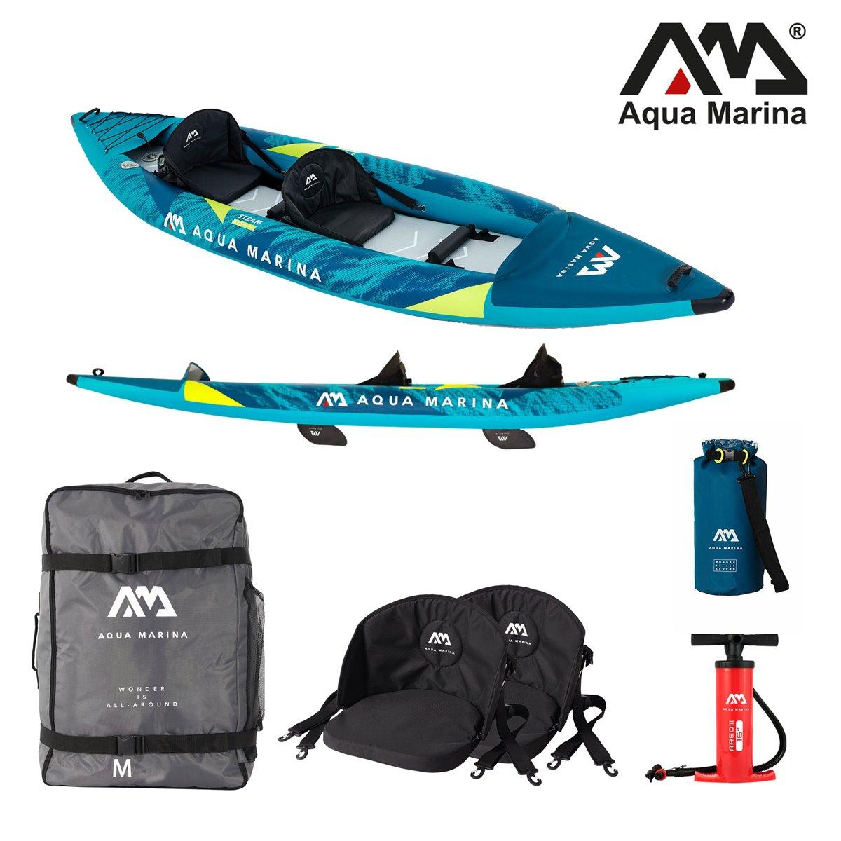Aqua Marina STEAM 412 Kayak Set 2 Personen aufblasbar Kanu Boot Wildwasser Kajak