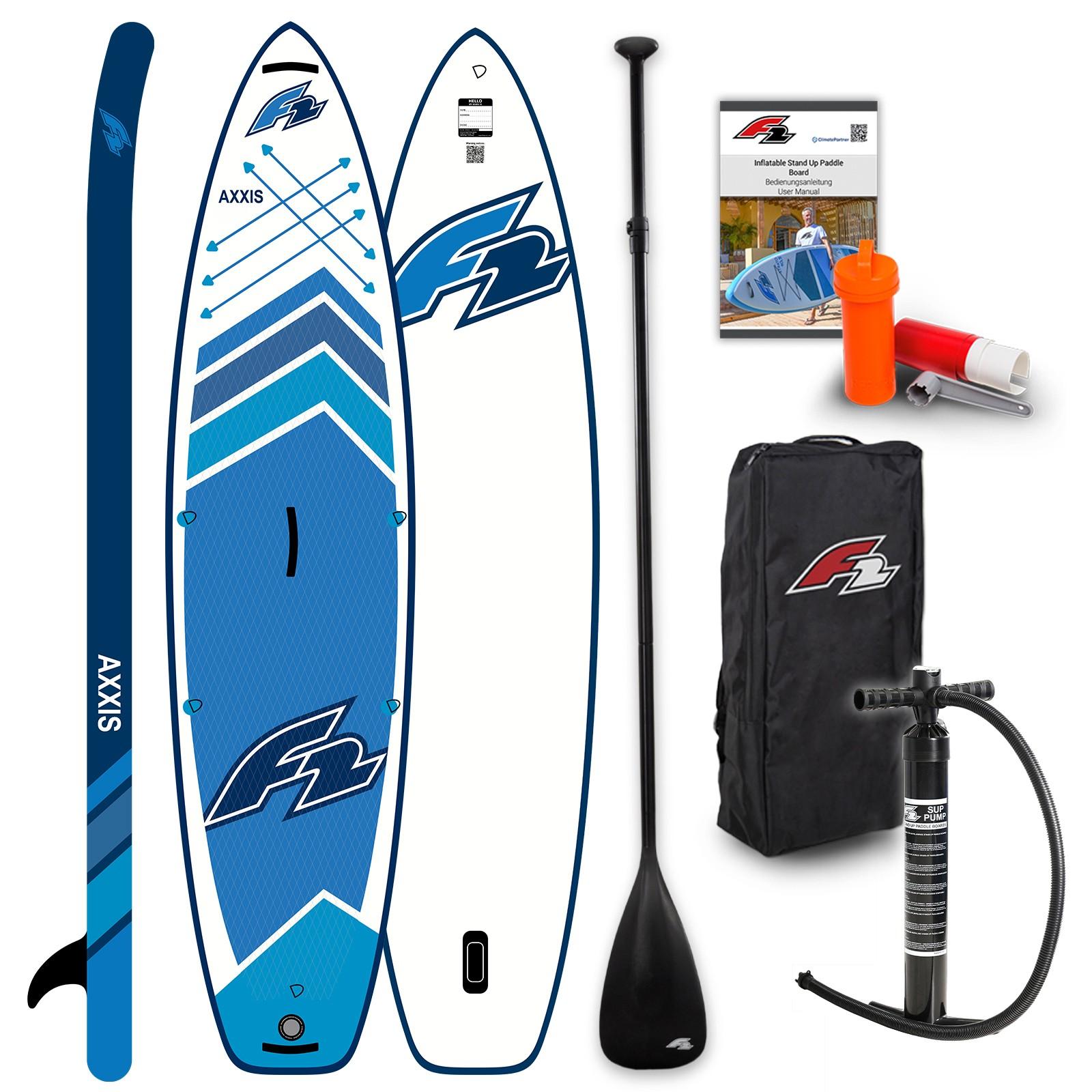 F2 Axxis Combo 12.2 SUP Set Blue iSUP Board Paddel Pumpe Rucksack