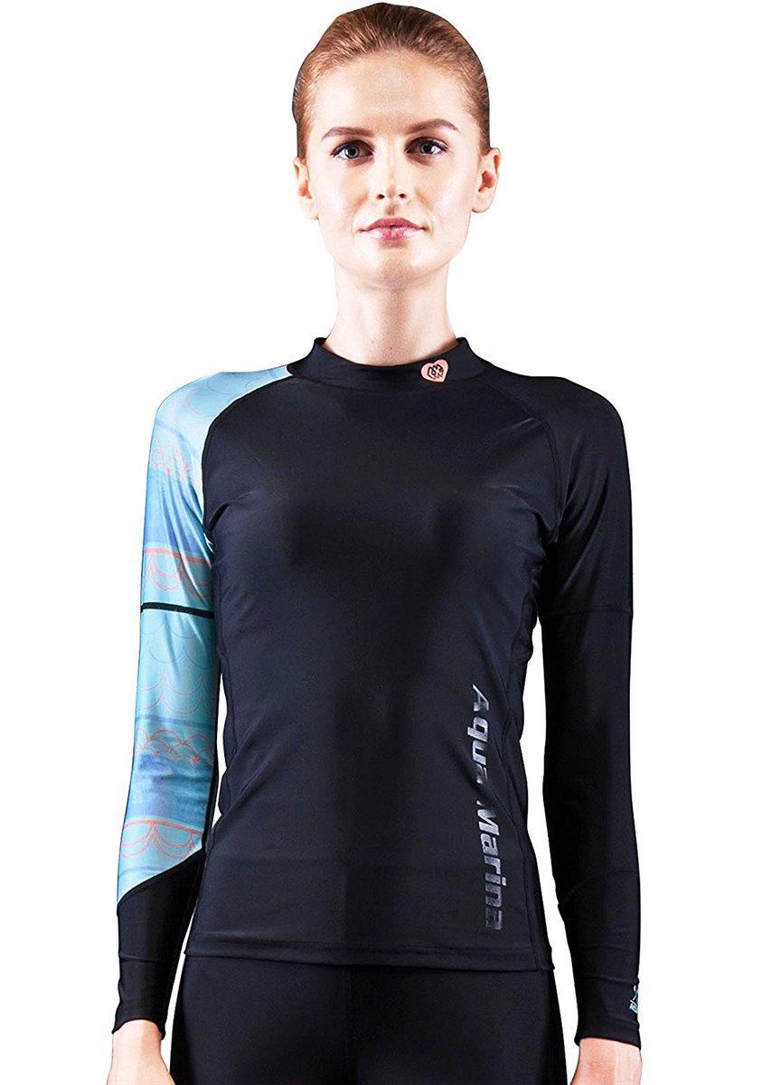 Aqua Marina ILLUSION Damen LS Rash Guard UV-Shirt Lycra Badeshirt Schwimmshirt blue